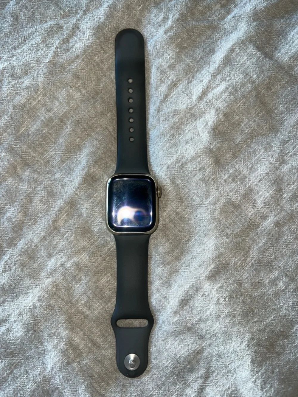 Series 9 Stainless Steel Gold Apple Smartwatch with Silicone Sport Band